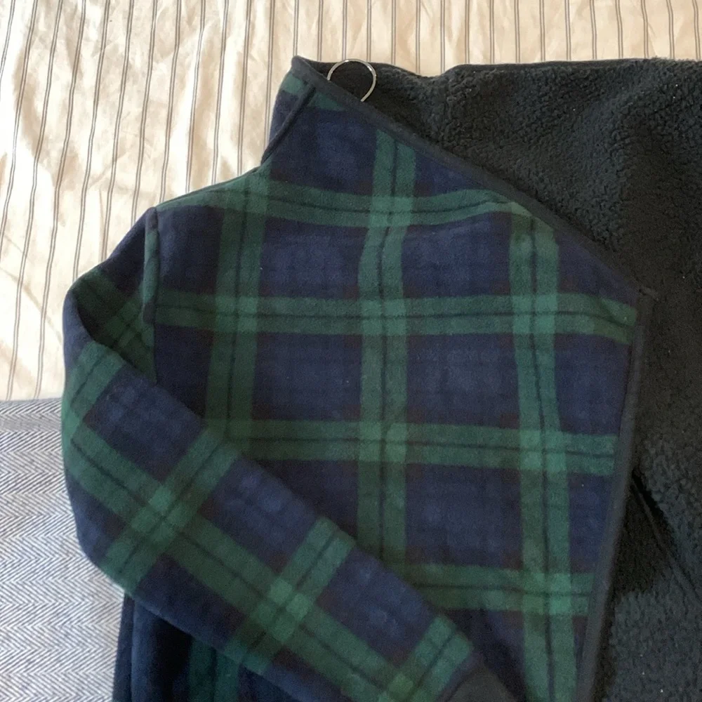 Abercrombie & Fitch plaid Sherpa open sweater - Picture 3 of 4